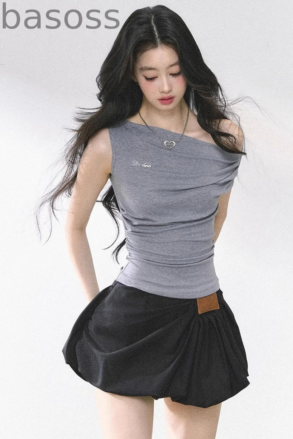 Shoulder-Baring Slim Crop T-Shirt