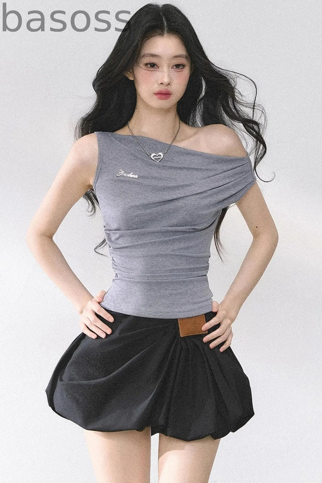Shoulder-Baring Slim Crop T-Shirt