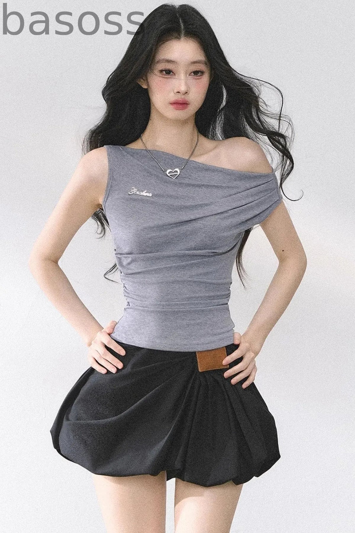 Shoulder-Baring Slim Crop T-Shirt