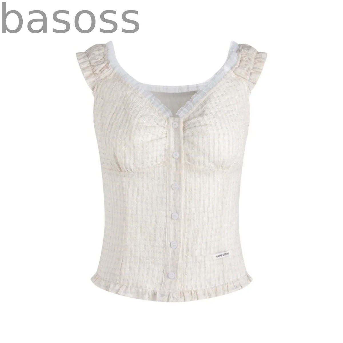 Checked Sleeveless One-Shoulder Shirt Set-Up