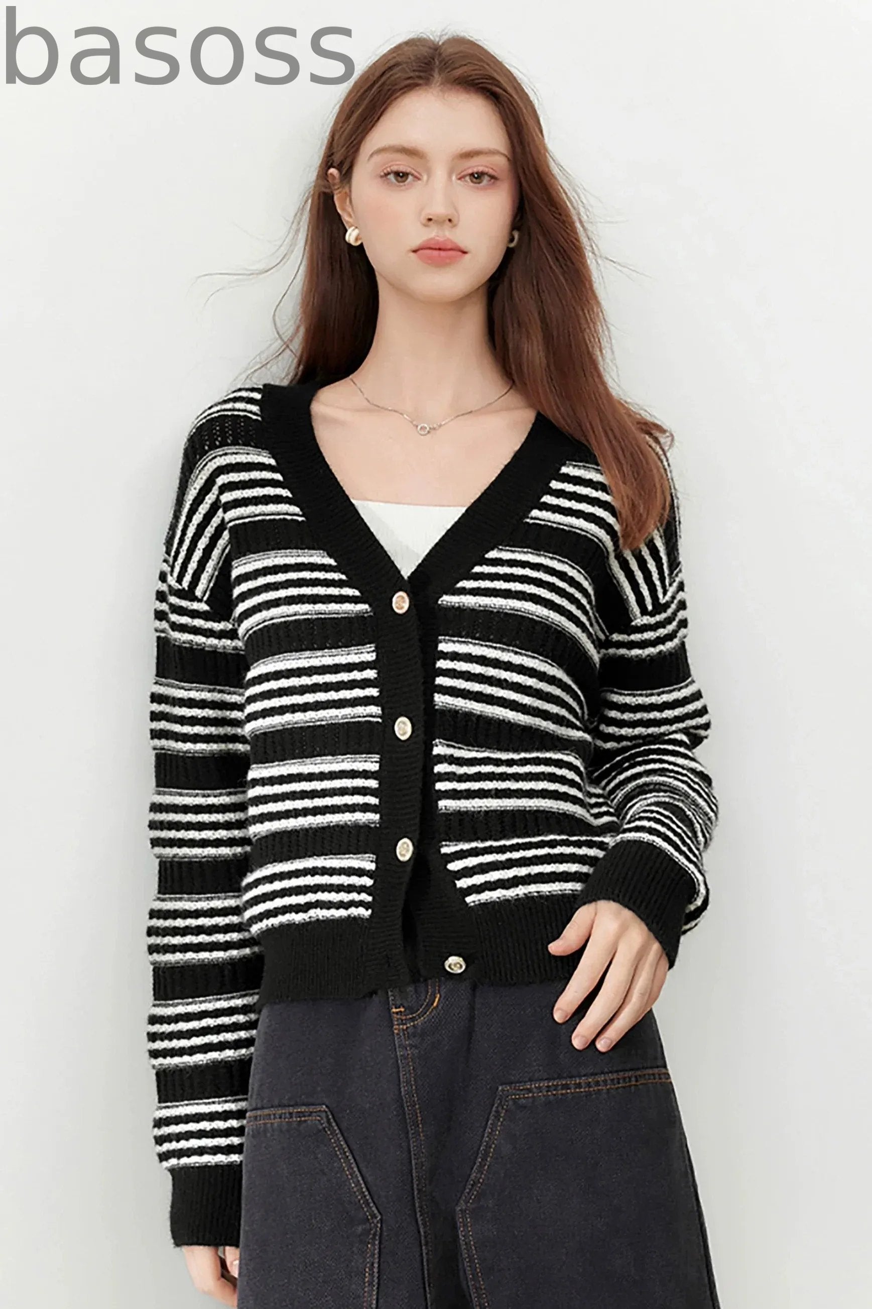 Thick Stripe Knitted Cardigan