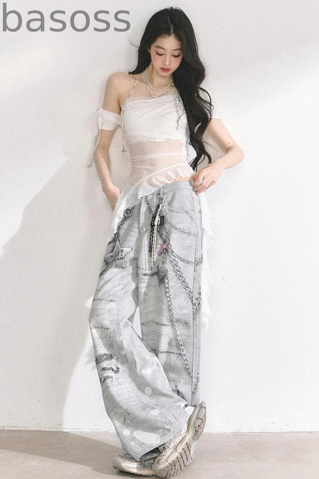 Sheer Mesh Off Shoulder T-Shirt