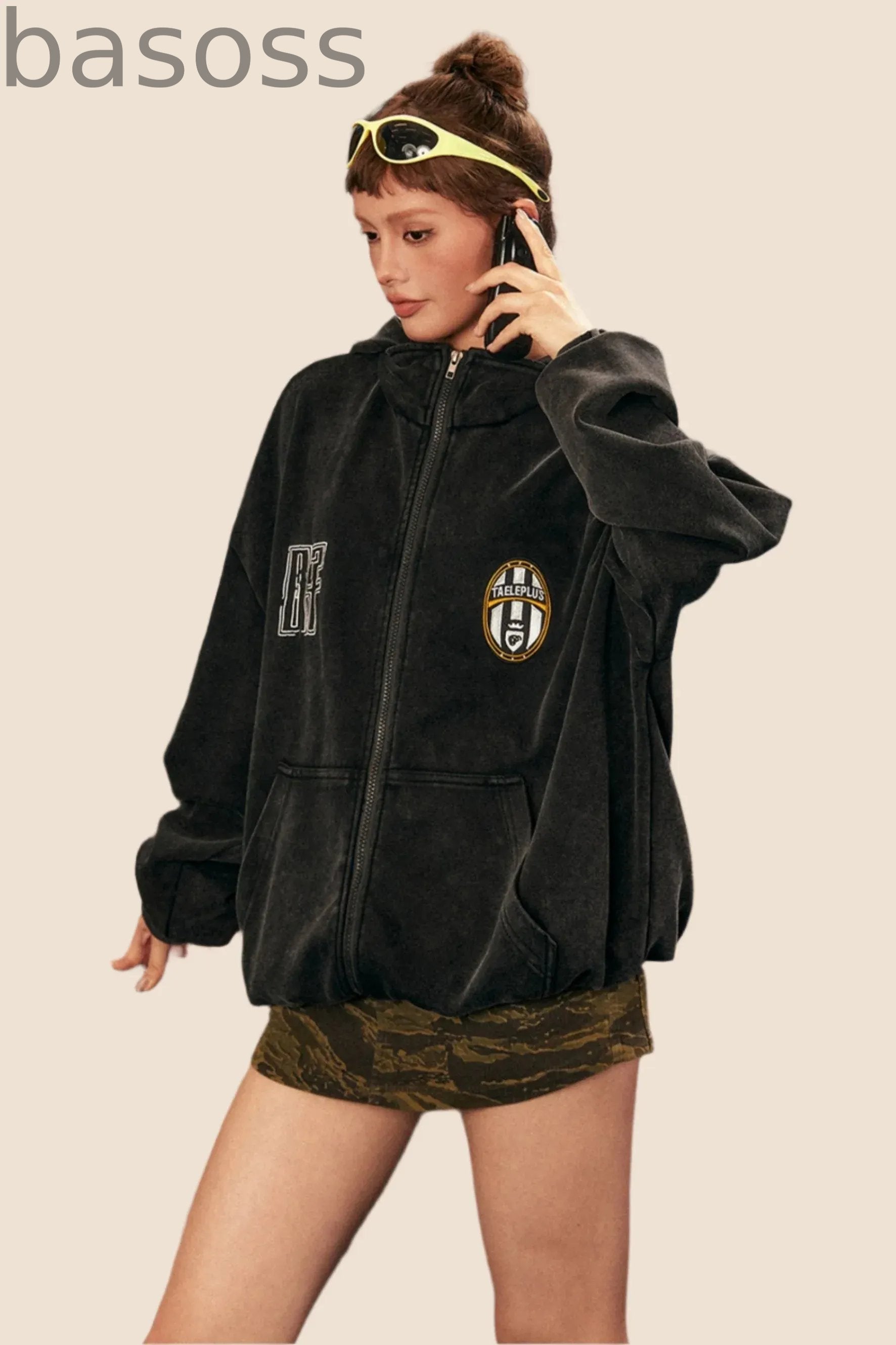 Vintage Distressed Hooded Cardigan Coat